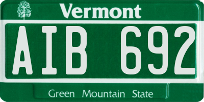 VT license plate AIB692
