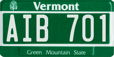 VT license plate AIB701