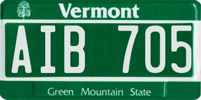 VT license plate AIB705