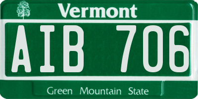 VT license plate AIB706