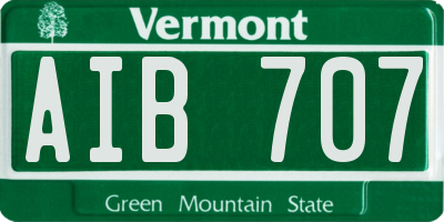VT license plate AIB707