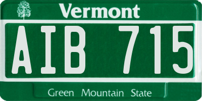 VT license plate AIB715