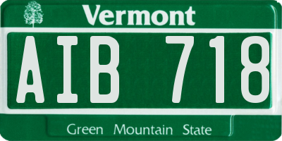 VT license plate AIB718