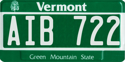 VT license plate AIB722