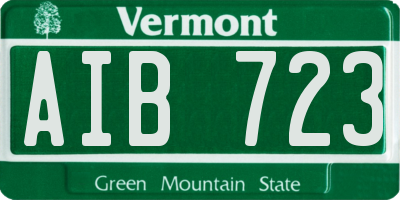 VT license plate AIB723