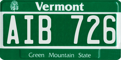 VT license plate AIB726