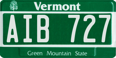 VT license plate AIB727