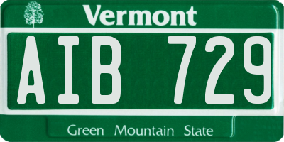 VT license plate AIB729