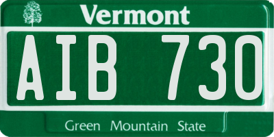 VT license plate AIB730