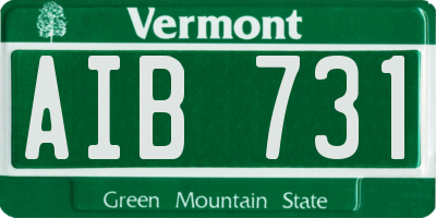 VT license plate AIB731