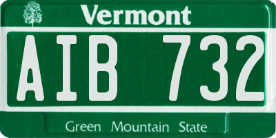 VT license plate AIB732