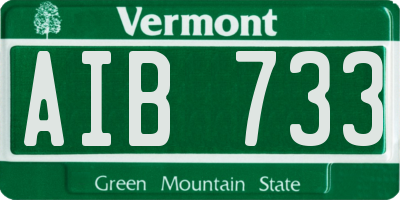 VT license plate AIB733