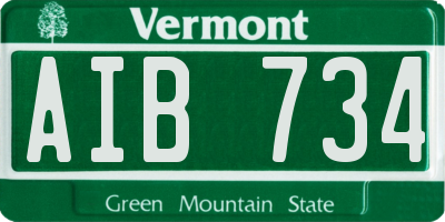 VT license plate AIB734