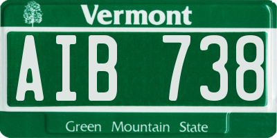 VT license plate AIB738
