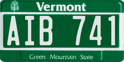 VT license plate AIB741