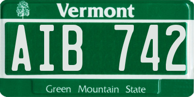 VT license plate AIB742
