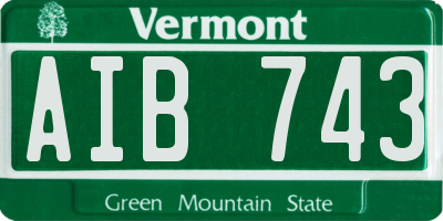 VT license plate AIB743