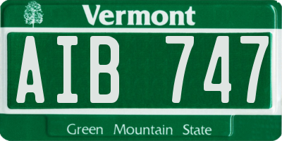 VT license plate AIB747