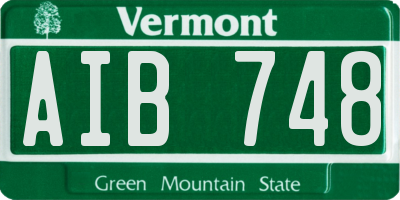 VT license plate AIB748