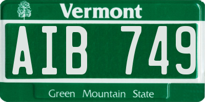VT license plate AIB749