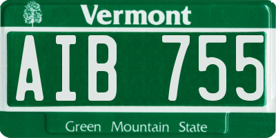 VT license plate AIB755