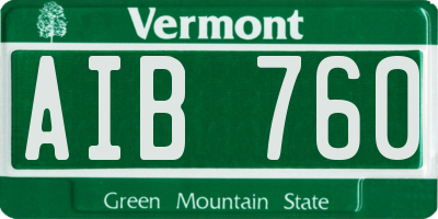 VT license plate AIB760