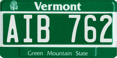 VT license plate AIB762