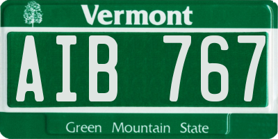 VT license plate AIB767