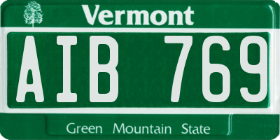 VT license plate AIB769
