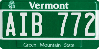 VT license plate AIB772