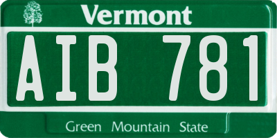 VT license plate AIB781