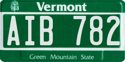 VT license plate AIB782
