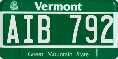VT license plate AIB792