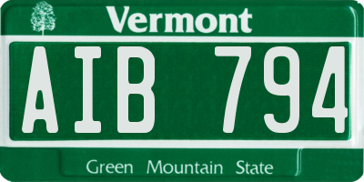VT license plate AIB794