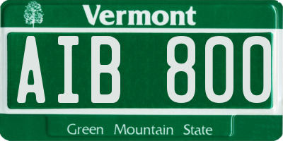 VT license plate AIB800