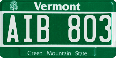 VT license plate AIB803