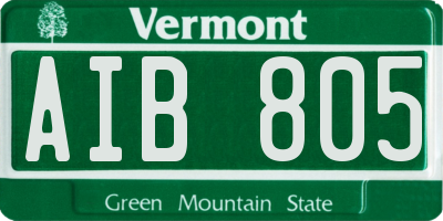 VT license plate AIB805