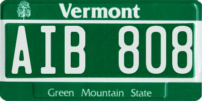 VT license plate AIB808