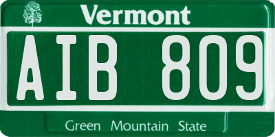 VT license plate AIB809