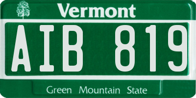 VT license plate AIB819
