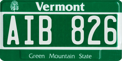 VT license plate AIB826