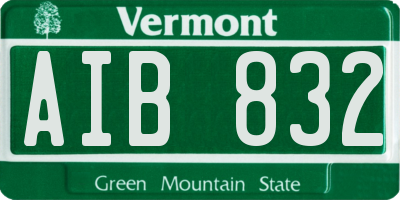 VT license plate AIB832