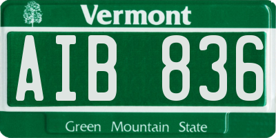 VT license plate AIB836