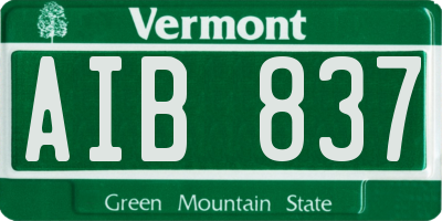 VT license plate AIB837