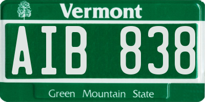 VT license plate AIB838