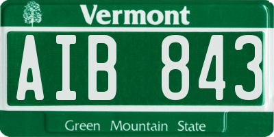 VT license plate AIB843