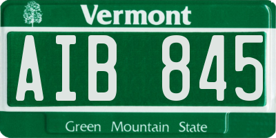 VT license plate AIB845