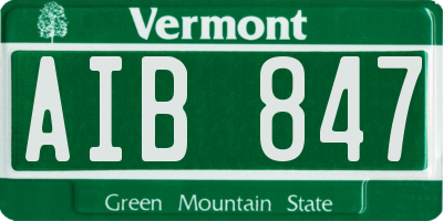 VT license plate AIB847