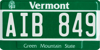 VT license plate AIB849