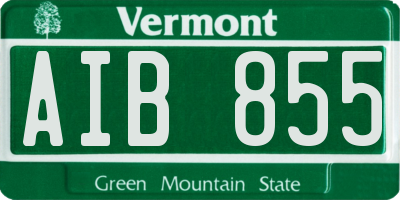 VT license plate AIB855